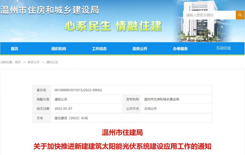 浙江溫州：政府、國(guó)企投資建筑光伏占比不低于12%，其他公共建筑不低于10%！