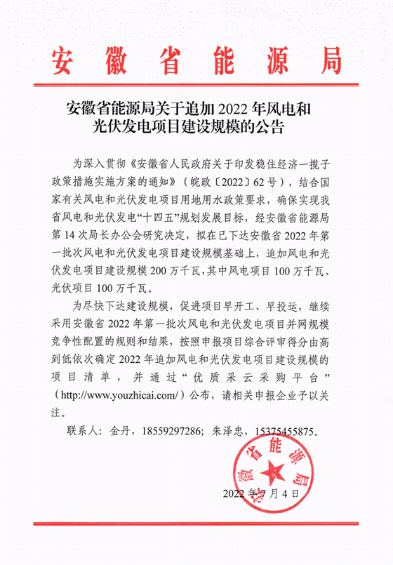 再加1GW光伏+1GW風電！安徽2022年風光項目建設規(guī)模擬至5GW！