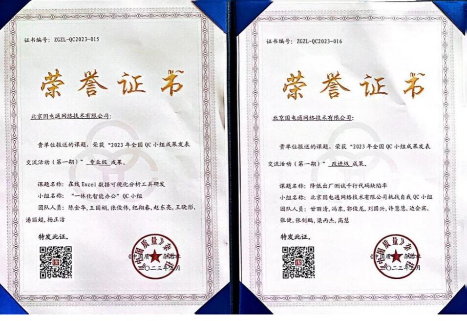 國網(wǎng)信通產(chǎn)業(yè)集團(tuán)國電通兩項(xiàng)QC成果分獲2023年全國QC小組成果二、三等獎(jiǎng)