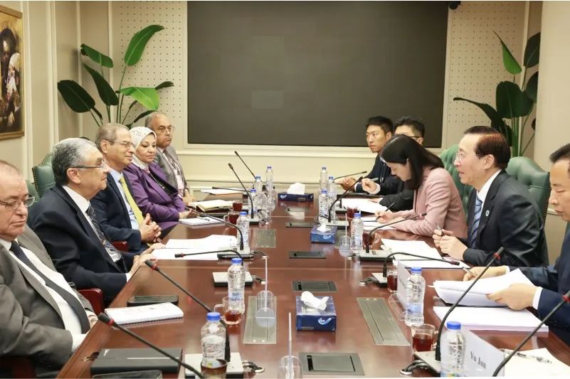 國家電網(wǎng)董事長辛保安與埃及電力部部長沙赫爾、中國駐埃及大使廖力強(qiáng)會(huì)談